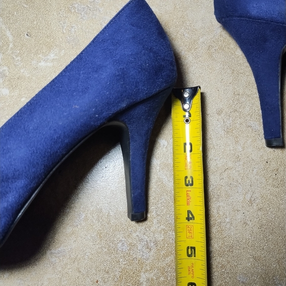 Fioni Vintage Y2K Cobalt Blue Faux Suede High Heeled Shoes Size 9 - Picture 6 of 6
